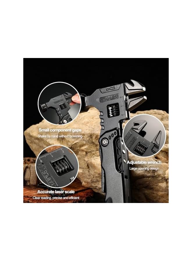 PROMASS Tool Hammer,16 in 1 Multi-Tool Camping Accessories Outdoor Survival Tools Hand Tool Screwdriver Pliers Bottle Key adjustable wrench Gifts Extra Strong High Carbon Stainless Steel - Image 5