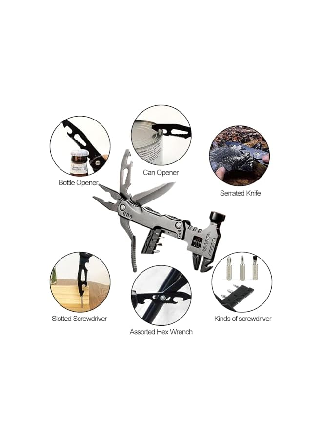 PROMASS Tool Hammer,16 in 1 Multi-Tool Camping Accessories Outdoor Survival Tools Hand Tool Screwdriver Pliers Bottle Key adjustable wrench Gifts Extra Strong High Carbon Stainless Steel - Image 3