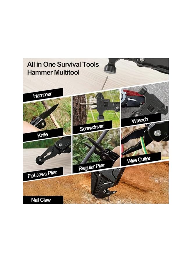 PROMASS Tool Hammer,16 in 1 Multi-Tool Camping Accessories Outdoor Survival Tools Hand Tool Screwdriver Pliers Bottle Key adjustable wrench Gifts Extra Strong High Carbon Stainless Steel - Image 4
