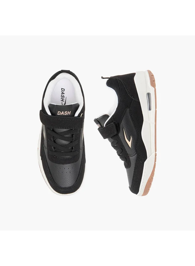 Dash Girls Panelled Sports Shoes with Hook and Loop Closure