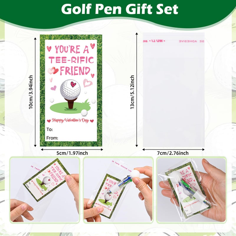 LiYiQ 24 Sets Valentine's Day 4-in-1 Ballpoint Pens with Positive Cards Exchange Gifts Bulk Golf Party Favors Golf Team Gifts for Golf Lover Classroom Prizes Goodie Bags Stuffers - Image 3