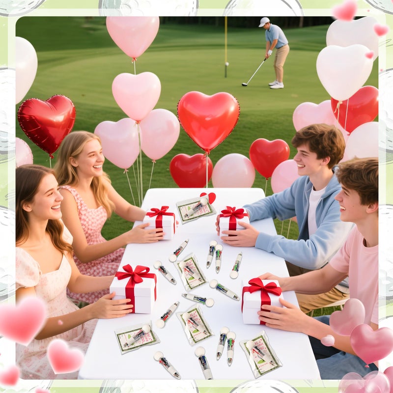 LiYiQ 24 Sets Valentine's Day 4-in-1 Ballpoint Pens with Positive Cards Exchange Gifts Bulk Golf Party Favors Golf Team Gifts for Golf Lover Classroom Prizes Goodie Bags Stuffers - Image 5