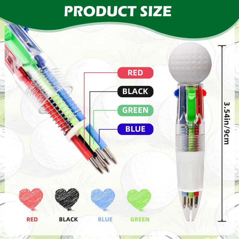 LiYiQ 24 Sets Valentine's Day 4-in-1 Ballpoint Pens with Positive Cards Exchange Gifts Bulk Golf Party Favors Golf Team Gifts for Golf Lover Classroom Prizes Goodie Bags Stuffers - Image 2