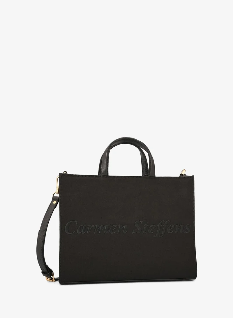 Carmen Steffens Black Embroidered Tote Bag Carmen Steffens