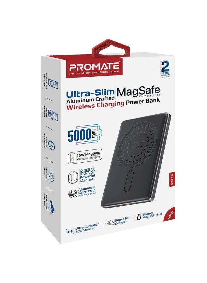 Promats - Promate Ultra-Slim Aluminum Crafted MagSafe Compatible Wireless Charging PowerBank - Image 1