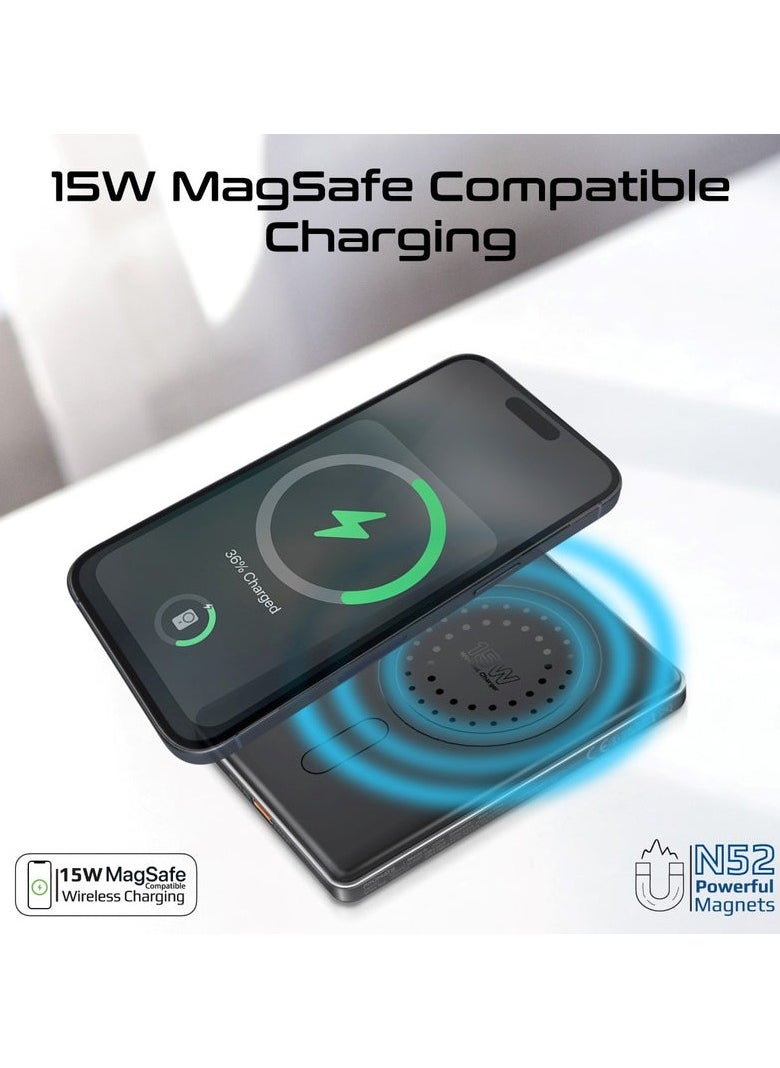 Promats - Promate Ultra-Slim Aluminum Crafted MagSafe Compatible Wireless Charging PowerBank - Image 1