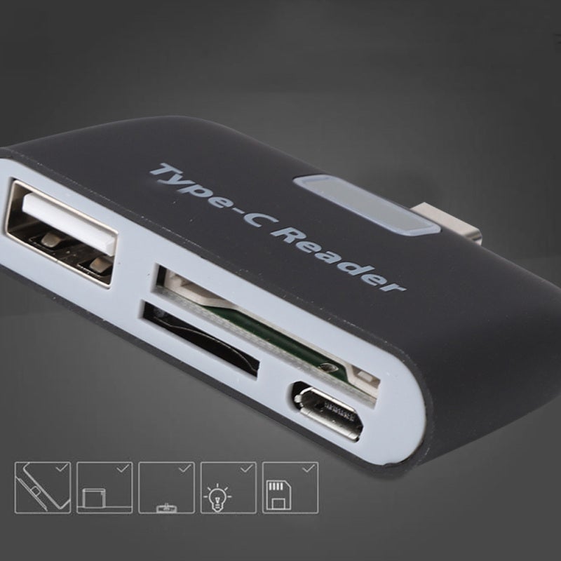 USB 3.1 Card Reader: Black, LED Indicator, 4-in-1 Ports - Hot-Plug, Plug And Play, Fast Transmission OTG Card Reader For Phones, Tablets, Laptops - Image 4