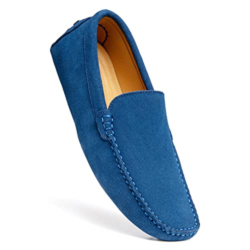 Go Tour Mens Handmade Suede Leather Casual Loafers Shoes Sapphire Blue 11/46 - Image 5