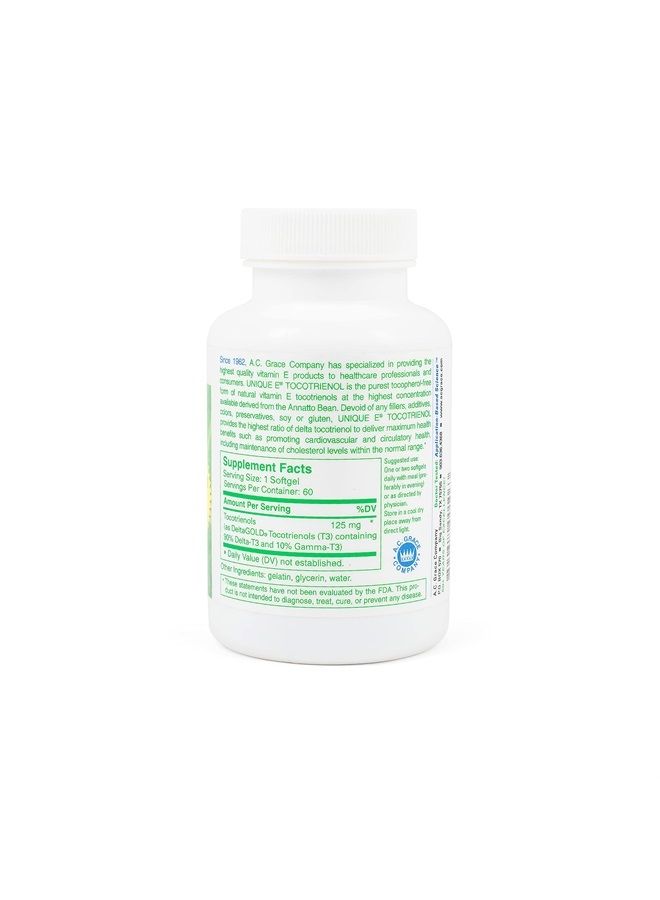 UNIQUE E A.C. Grace Company, Tocotrienols - Tocopherol Free Softgels, 60 Count - Image 2