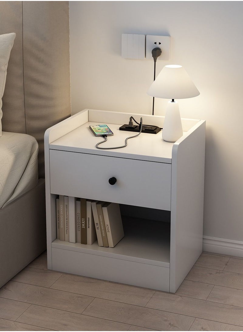 AnneFish - 40*40*52cm Smart Nightstand With 2 USB Port and Socket MDF Engineering Board Storage Home Bedside Coffee Table With Drawer - Image 1