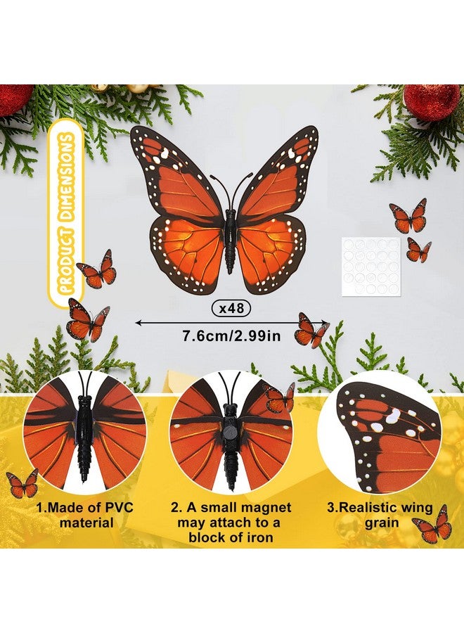 Luinabio Luinabio Monarch Butterfly Decoration Halloween Fake Butterflies Artificial 3D Monarch Butterfly Wall Decor for Christmas Day of the Dead Party Favors (60 Pieces, 4.72 Inch)  - Image 2