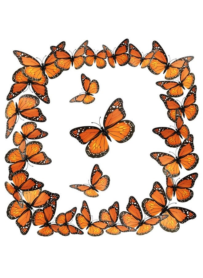 Luinabio Luinabio Monarch Butterfly Decoration Halloween Fake Butterflies Artificial 3D Monarch Butterfly Wall Decor for Christmas Day of the Dead Party Favors (60 Pieces, 4.72 Inch)  - Image 1