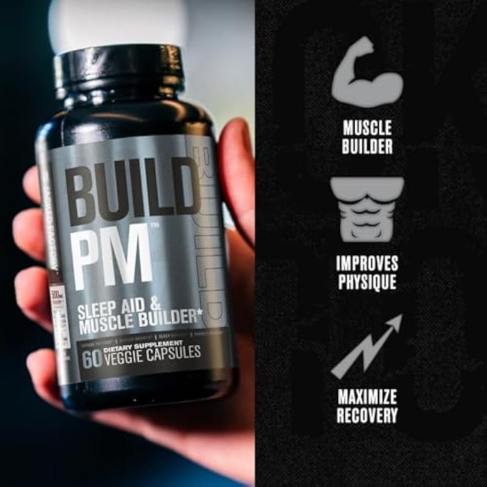 Jacked Factory Build PM Night Time Muscle Builder & Sleep Aid - Post Workout Recovery & Sleep Support Supplement w/VitaCherry Tart Cherry, Ashwagandha, & Melatonin - 60 Natural Veggie Pills - Image 2