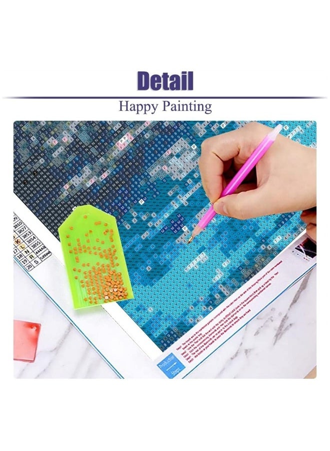 مجموعة لوحة الماس DIY بحيرة وقمر، فن كامل بدائرة مع الكريستال اللامع لتزيين جدران المنزل والهدايا، 27.5x15.7 بوصة - Image 5