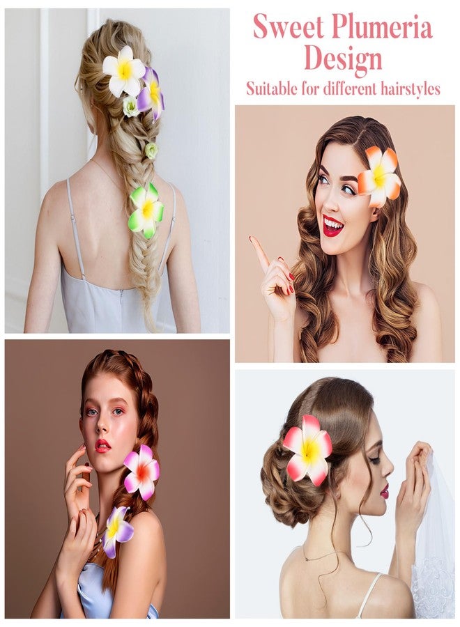 Beaupretty 12Pcs Hawaii Plumeria Flower Clips Multicolor Hawaiian Flower Hair Barrettes Frangipani Hair Clips for Luau Hawaiian Tropical Beach Wedding Birthday Party - Image 5
