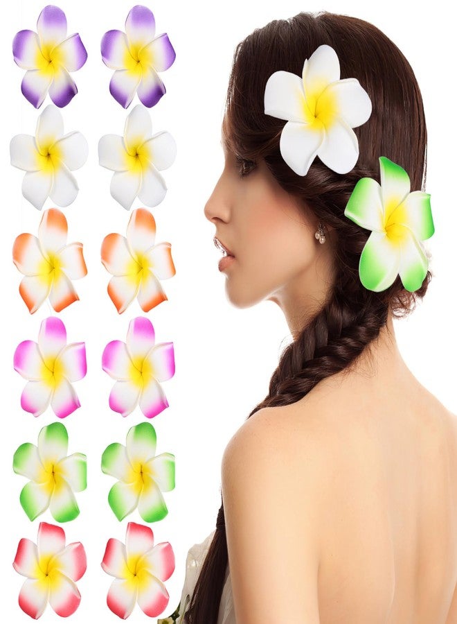 Beaupretty 12Pcs Hawaii Plumeria Flower Clips Multicolor Hawaiian Flower Hair Barrettes Frangipani Hair Clips for Luau Hawaiian Tropical Beach Wedding Birthday Party - Image 1