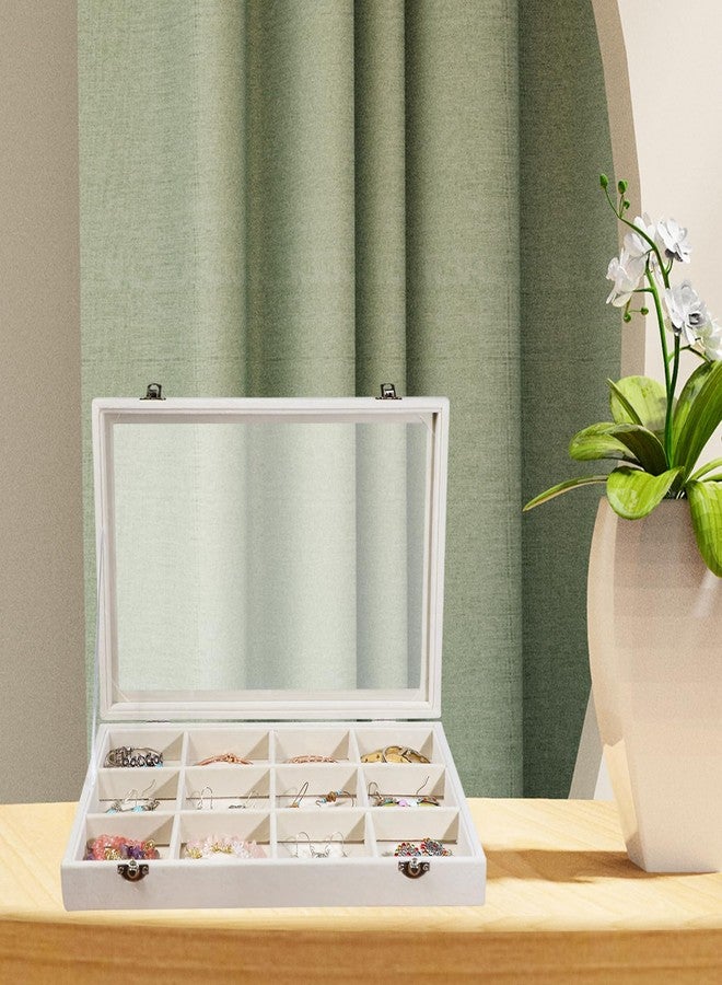 Stratalife Jewelry Organizer Bracelet Organizer Storage Box 12 Grid Stackable Jewelry Tray with Lid Velvet Jewelry Box for Drawer Necklace Bracelet Display Storage Organizer Box (Beige) - Image 4