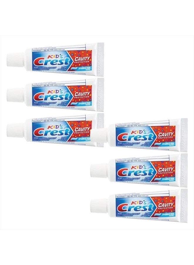 Crest Kids Cavity Protection Toothpaste, Sparkle Fun, Travel Size 0.85 oz (24g) - Pack of 6 - Image 1