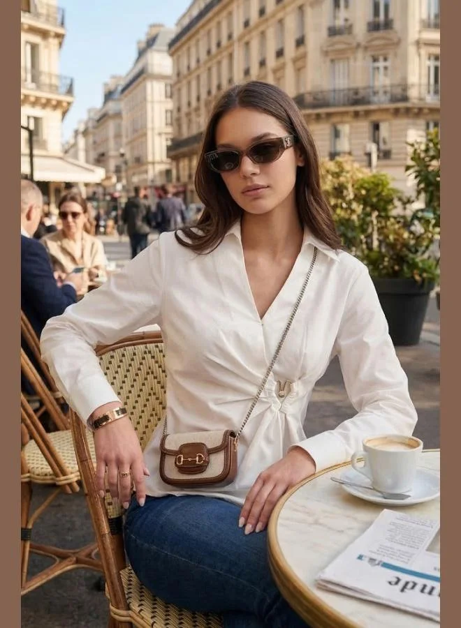 Lela  Lela Cotton Slim Fit Long-Sleeve Shirt with Buckle Detail Women's SHIRT 6778317 for Women | Best Price UAE