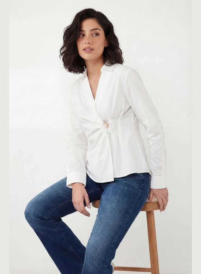 Lela  Lela Cotton Slim Fit Long-Sleeve Shirt with Buckle Detail Women's SHIRT 6778317 for Women | Best Price UAE