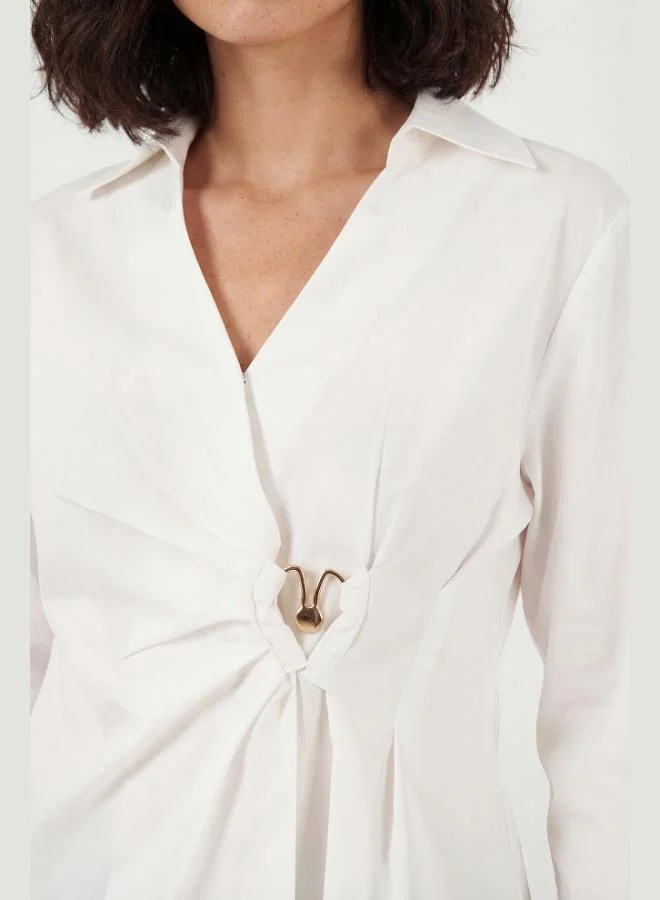 Lela  Lela Cotton Slim Fit Long-Sleeve Shirt with Buckle Detail Women's SHIRT 6778317 for Women | Best Price UAE