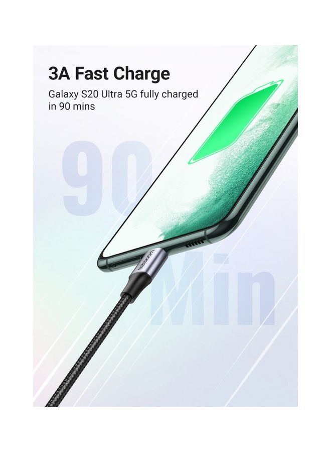 يو جرين كابل USB C بطول 3 متر من USB A إلى كابل Type C مضفر من النايلون شاحن سريع متوافق مع Samsung Galaxy S21 وNote 20 وMacBook Pro وNintendo Switch وHuawei وiPad mini 6 وGoPro Hero 7 وPS5 Controller وما إلى ذلك - Image 2