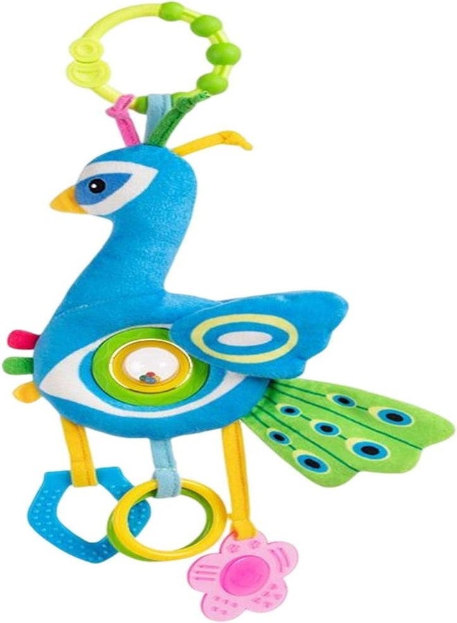 FabeKee Baby Station Baby Crib & Stroller Plush Playing Toy Car Hanging Rattles (P-Owl) - Multi (Peacock Soft) - Image 1