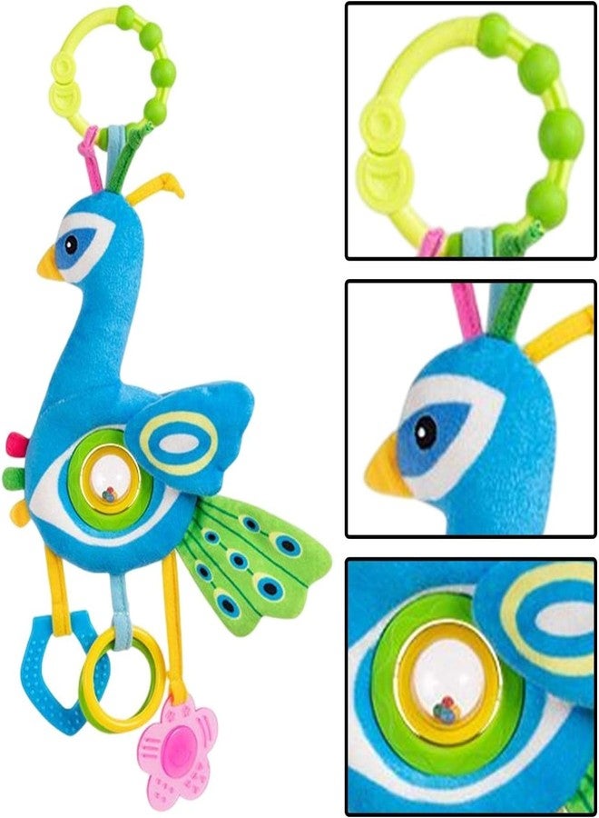 FabeKee Baby Station Baby Crib & Stroller Plush Playing Toy Car Hanging Rattles (P-Owl) - Multi (Peacock Soft) - Image 3