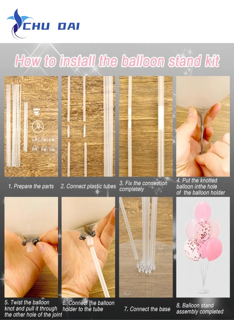 CHU DAI 2Pcs Balloon Stand 7-Column Party Decoration Lightweight Durable Sturdy Portable 17.5 x 70cm - Image 4