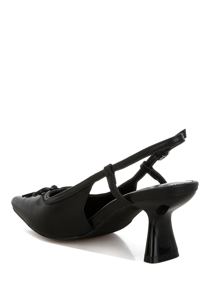London Rag Kitten Heel Pointy Slingbacks in Black