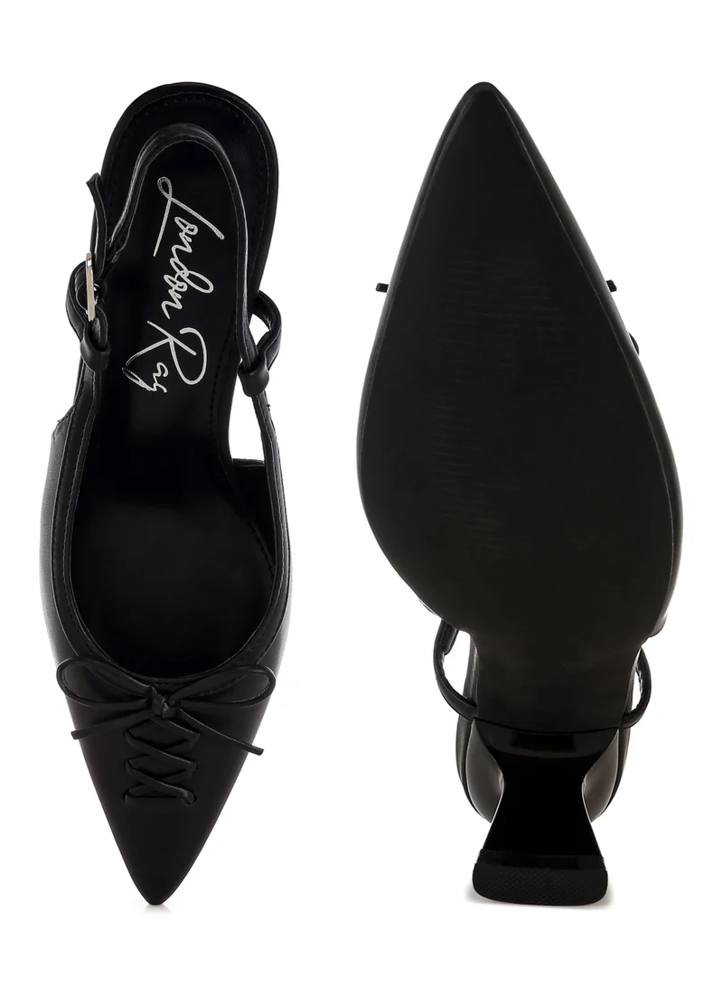 London Rag Kitten Heel Pointy Slingbacks in Black
