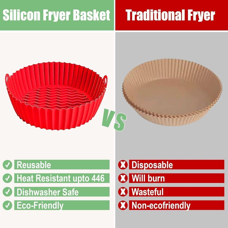 Nisixdec NISIXDEC 2 Reusable Silicone Air Fryer Liners for 35 QT Fryers8 Non Stick Foldable Liners Airfryer Parchment Liner with Free 9 Inch Tongs with Silicone Tip  - Image 3