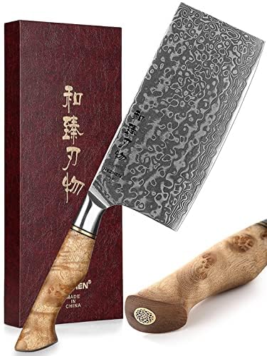 HEZHEN Meat Cleaver & Butcher Knife - 6.8 Inch 67-Layer Damascus Steel Forged Sharp Kitchen & Vegetable Cleaver with Non-Slip Wooden Handle - Image 2