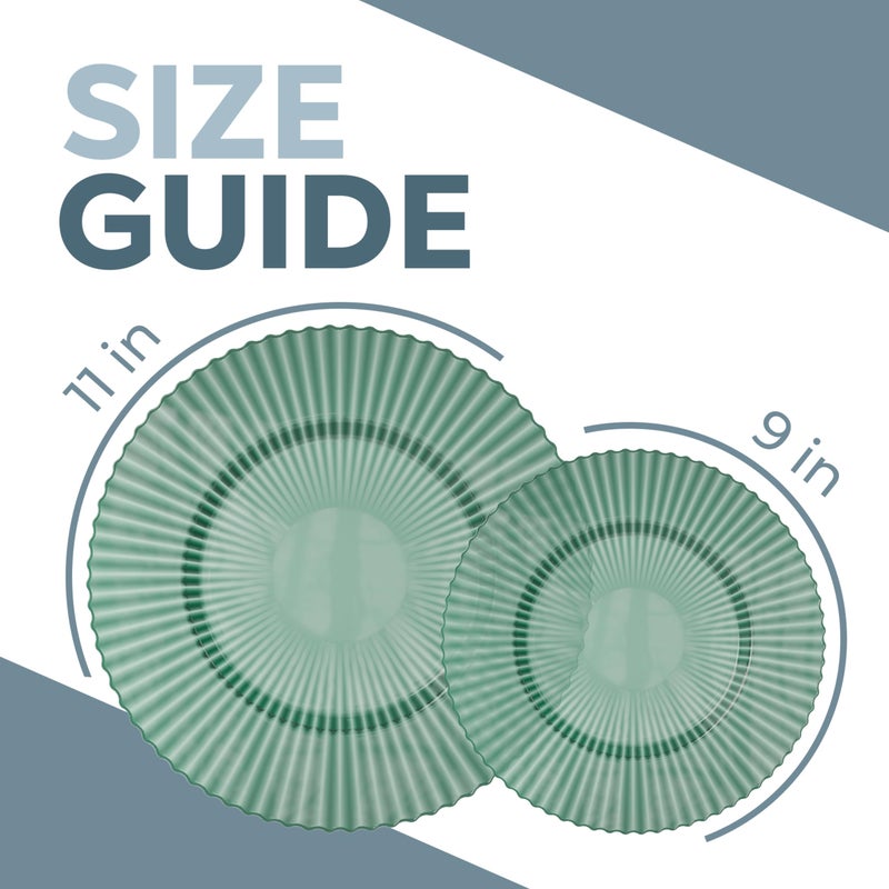 Exquisite 40 Piece Plastic Disposable Plates Set For 20 Guests I 20 X 9 Inch & 20 X 11 Inch Disposable Plastic Plates | Color: Green| Great for Weddings Parties And Formal Occasions - Image 3