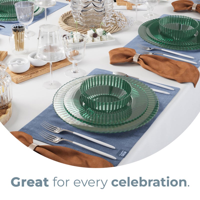 Exquisite 40 Piece Plastic Disposable Plates Set For 20 Guests I 20 X 9 Inch & 20 X 11 Inch Disposable Plastic Plates | Color: Green| Great for Weddings Parties And Formal Occasions - Image 5