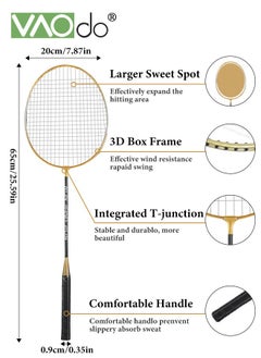 VAOdo Lightweight Badminton Rackets Set with 3 Shuttlecocks and Bag for Outdoor Backyards Gym  - Image 5