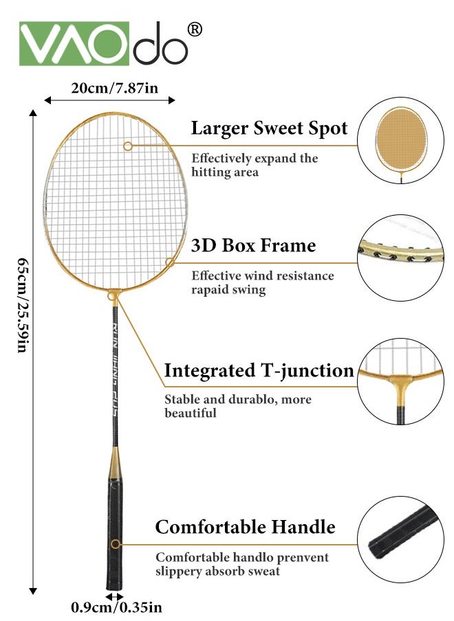 VAOdo Lightweight Badminton Rackets Set with 3 Shuttlecocks and Bag for Outdoor Backyards Gym  - Image 5