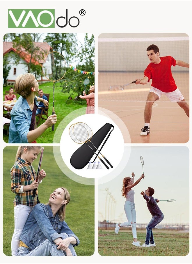 VAOdo Lightweight Badminton Rackets Set with 3 Shuttlecocks and Bag for Outdoor Backyards Gym  - Image 3