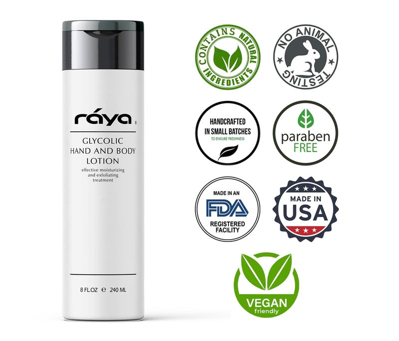 Raya Glycolic Hand and Body Lotion with AHA (G-333) | Soothing, Moisturizing, Exfoliating, and Conditioning Lotion for the Hands, Arms, Legs, and Body | Made with Alpha Hydroxy Acids - Image 4