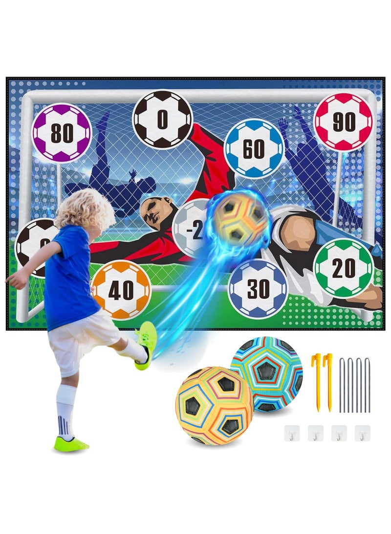 XiuWoo Soccer Games Soccer Toys Soccer Gifts for Boys Soccer Training Equipment Indoor Outdoor Backyard Toss Soccer Goal Game with Velcro Balls, Foldable Flannel Goals  - Image 1