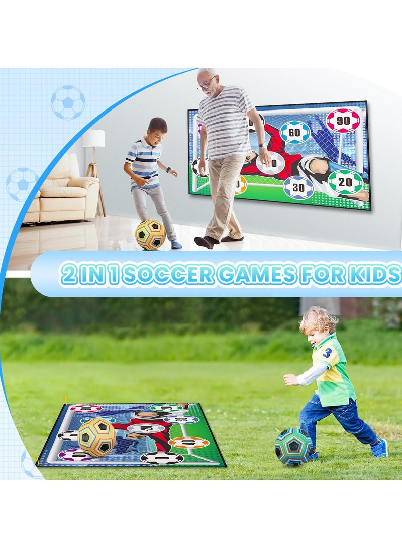 XiuWoo Soccer Games Soccer Toys Soccer Gifts for Boys Soccer Training Equipment Indoor Outdoor Backyard Toss Soccer Goal Game with Velcro Balls, Foldable Flannel Goals  - Image 3