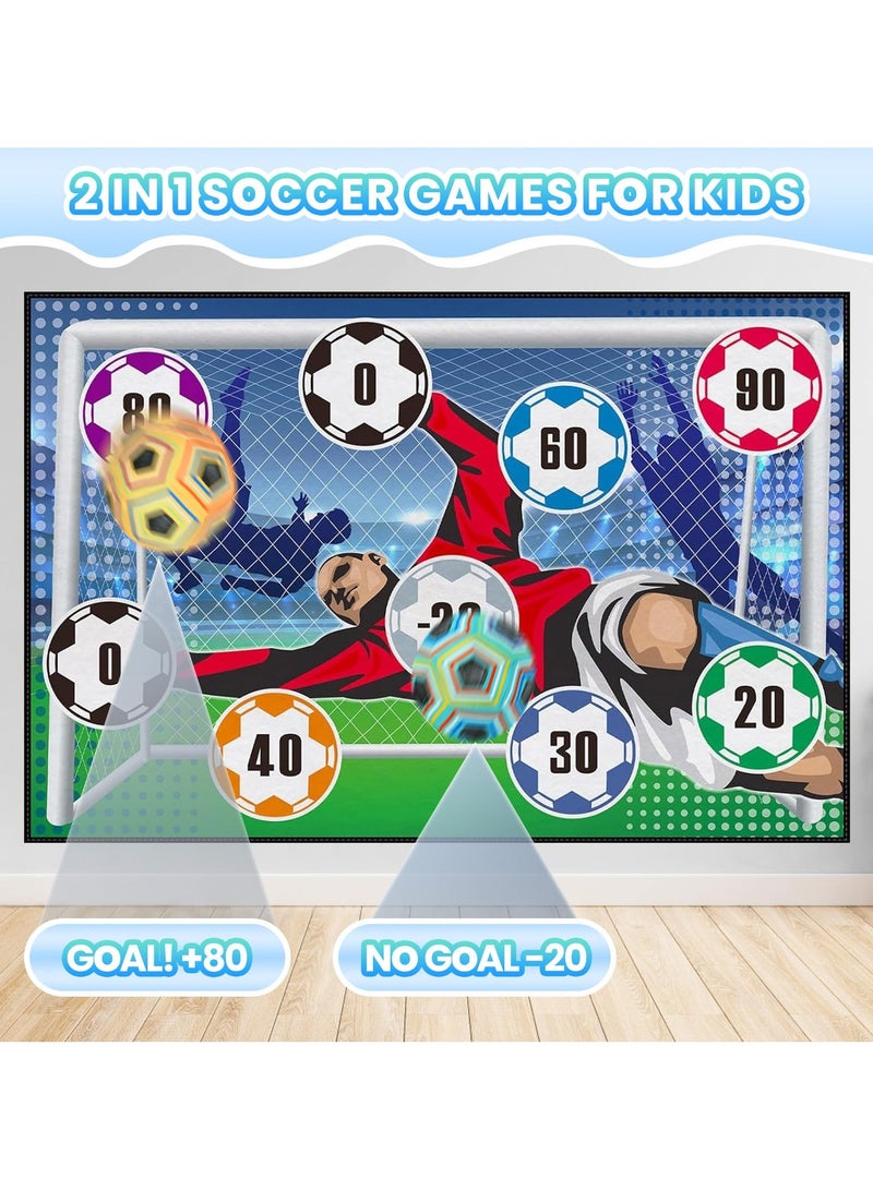 XiuWoo Soccer Games Soccer Toys Soccer Gifts for Boys Soccer Training Equipment Indoor Outdoor Backyard Toss Soccer Goal Game with Velcro Balls, Foldable Flannel Goals  - Image 4