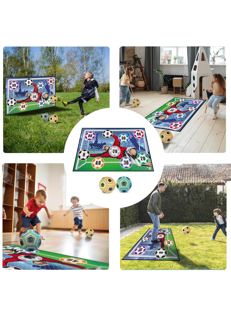 XiuWoo Soccer Games Soccer Toys Soccer Gifts for Boys Soccer Training Equipment Indoor Outdoor Backyard Toss Soccer Goal Game with Velcro Balls, Foldable Flannel Goals  - Image 5