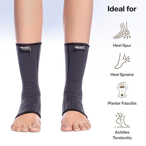 FOVERA Ankle Compression Sleeve, Ankle protector for Men & Women, for Heel Pain Relief, Ankle Support & Plantar Fasciitis (Size - L, 1 Pair) - Image 3