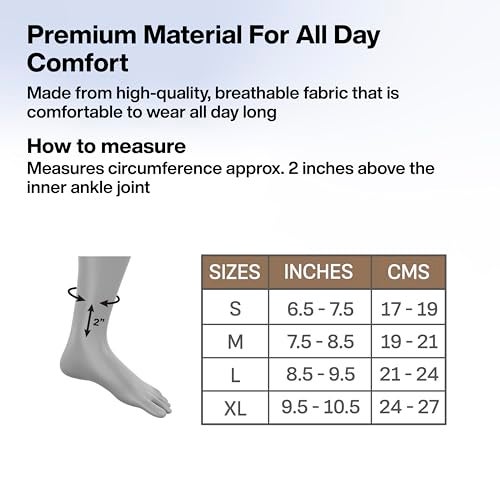 FOVERA Ankle Compression Sleeve, Ankle protector for Men & Women, for Heel Pain Relief, Ankle Support & Plantar Fasciitis (Size - L, 1 Pair) - Image 4