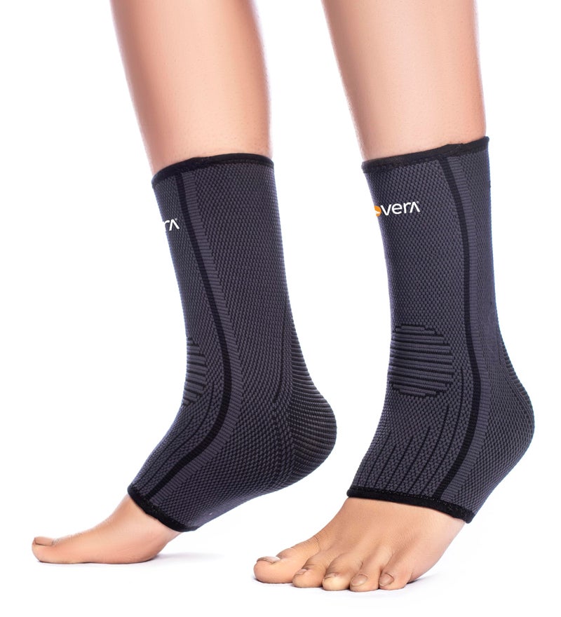 FOVERA Ankle Compression Sleeve, Ankle protector for Men & Women, for Heel Pain Relief, Ankle Support & Plantar Fasciitis (Size - L, 1 Pair) - Image 1