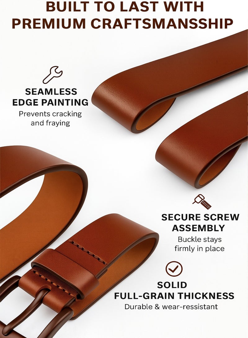 Mens Belt PU Leather Pin Buckle Waist Strap Belt - Fashionable, Adjustable, Durable, and Comfortable Waist Belt for Casual & Formal Wear, Everyday Use, and Outdoor Activities Black/Brown - Image 2