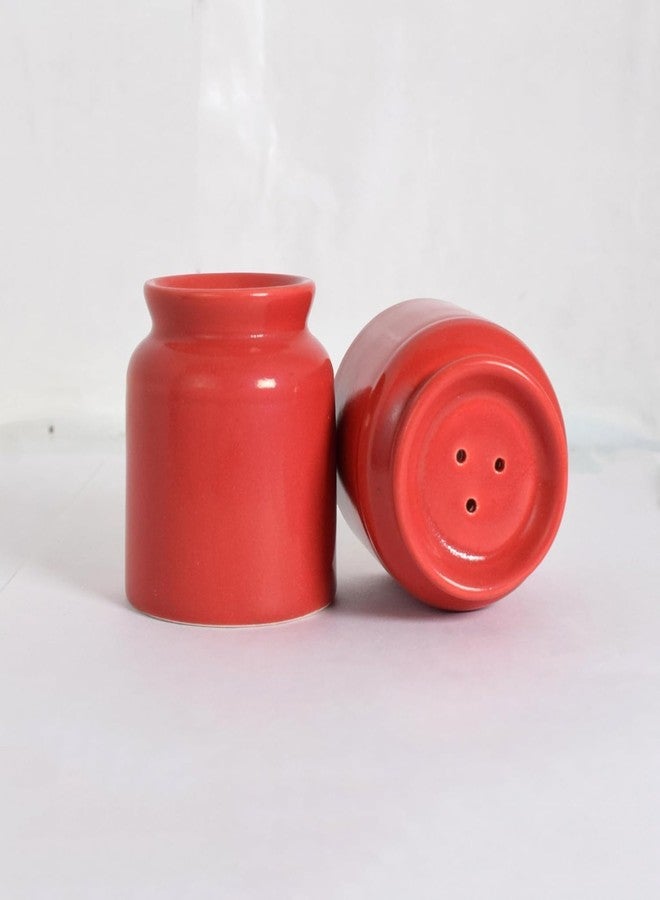Vynora Classic Red Ceramic Salt & Pepper Shaker Set – Minimalist Tabletop Essentials (Set of 2)-60ML - Image 1