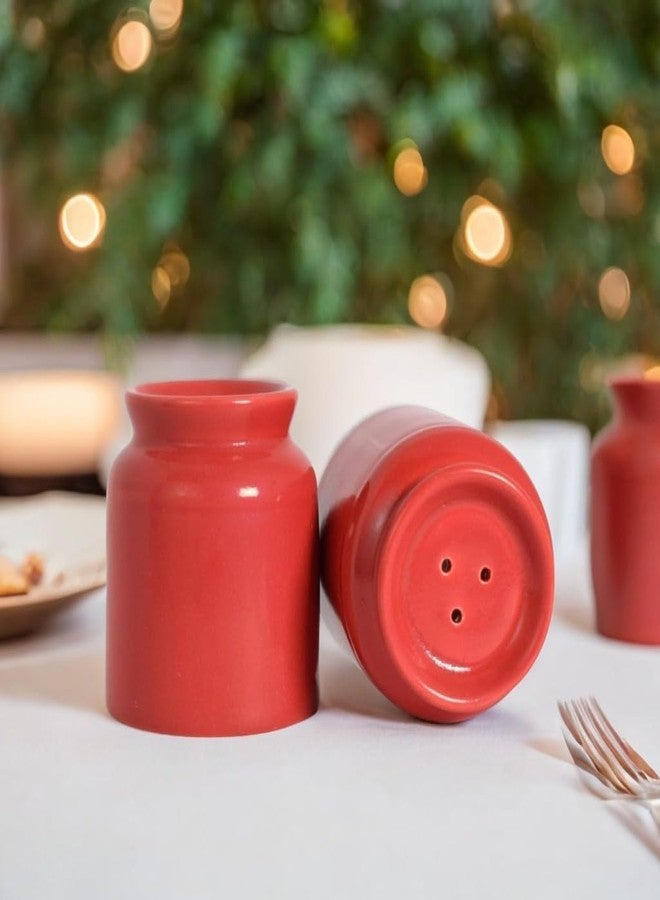 Vynora Classic Red Ceramic Salt & Pepper Shaker Set – Minimalist Tabletop Essentials (Set of 2)-60ML - Image 2