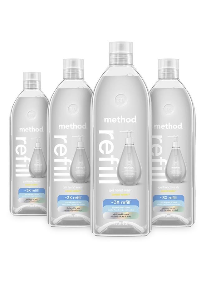 Method Gel Hand Soap Refill, Sweet Water, Recyclable Bottle, 34 oz, 4 pack - Image 1